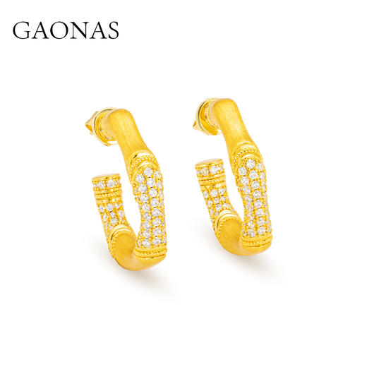 GAONAS  亭亭轩竹照 金色中式贵气耳环11940EGO 商品图1