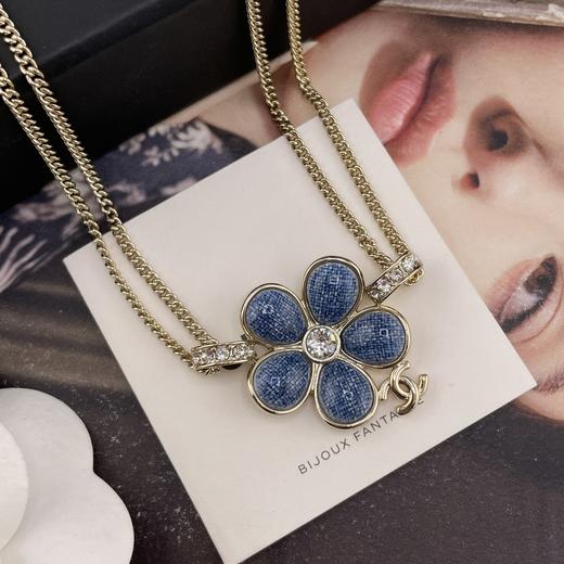 HD13 香奈儿 仿牛仔花花吊c短项链 商品图6