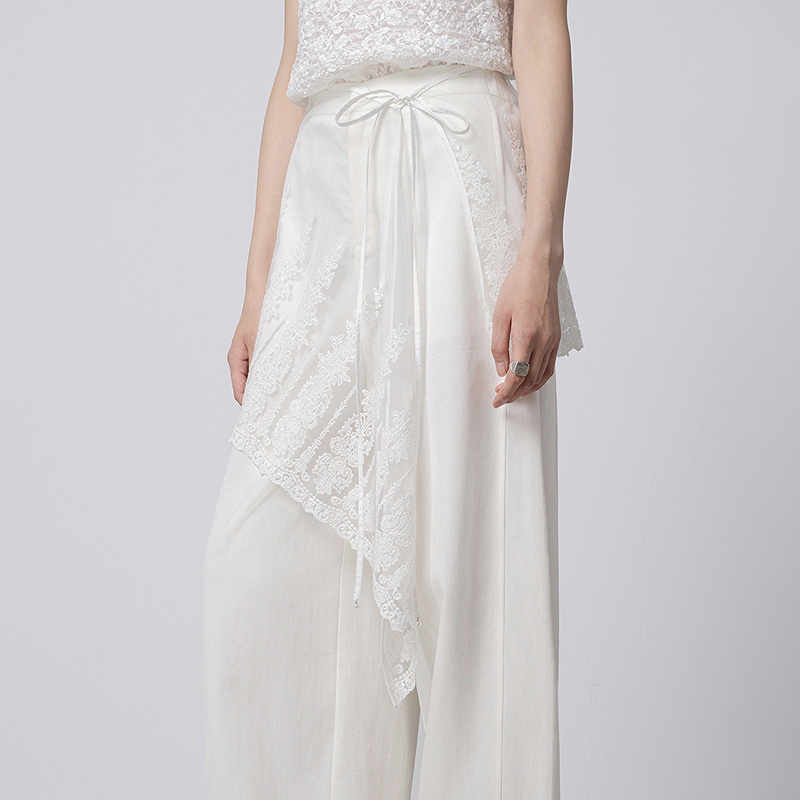 【林栖设计小店】手工系带|白色蕾丝花边优雅设计感2026夏新款围腰屁帘2962205