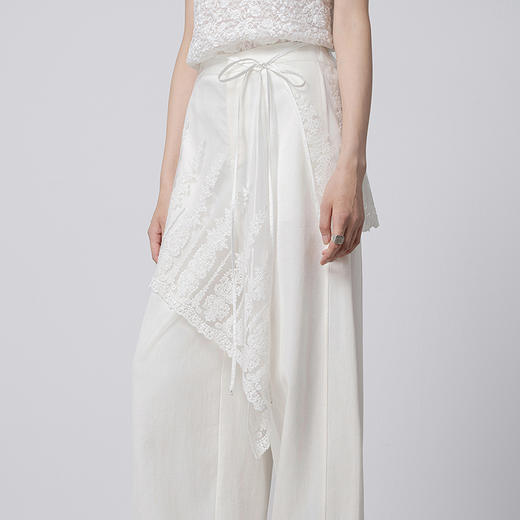 【林栖设计小店】手工系带|白色蕾丝花边优雅设计感2026夏新款围腰屁帘2962205 商品图0