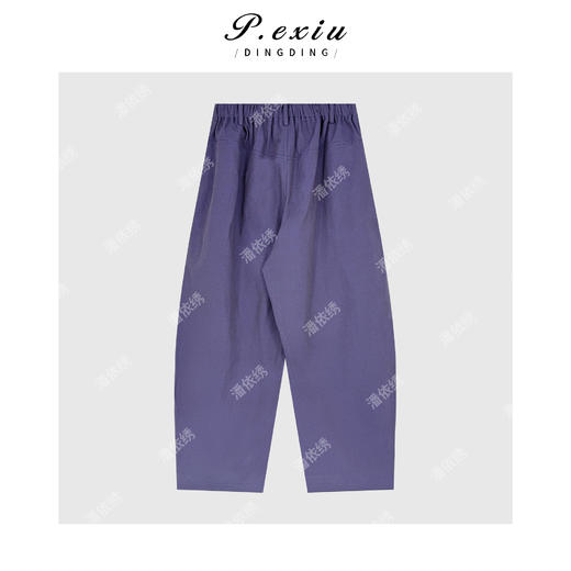 PanYiXiu/潘依绣亚麻松弛慵懒百搭舒适抽绳松紧腰弯刀休闲裤 W-63782 商品图2