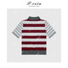 03-5潘依绣丁丁宠粉【草莓布朗】人丝撞色条纹Polo领短袖针织上衣ZZ0881 商品缩略图2