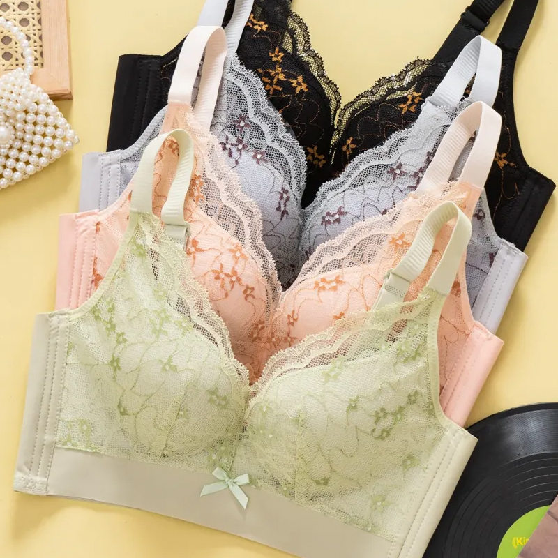 【69.9元3件，单拍不发】芬腾花瓣蕾丝调整型内衣，创新无钢圈设计，塑出自然优美胸型