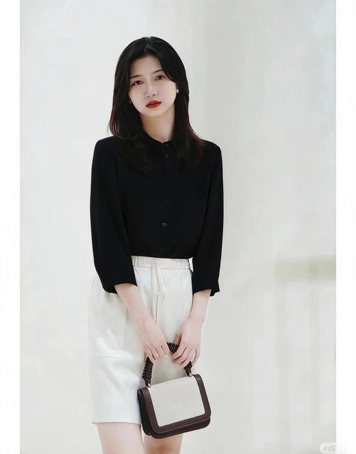 327-2 绝杀亏清 小禾七分袖 真丝弹力重绉 翻领衬衫 通勤一级棒👍 商品图6