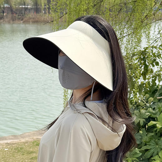 情官网189！露丝同款情侣款加大帽檐可折叠防晒帽 UPF50+防紫外线太阳帽无痕全遮光空顶防晒帽 商品图5