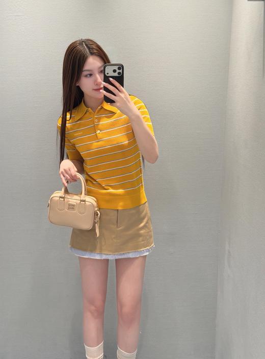 Miu* 26Ss春夏新款 撞色条纹棉质Polo短袖针织衫（MM） 商品图10