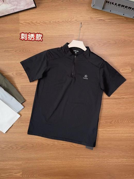 F032732夏季新款男子立领半拉链刺绣速干透气跑步运动休闲短袖T恤 商品图3