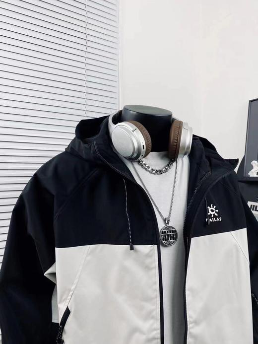 F032735春季新款户外运动内外双拉链训练重工连帽长袖冲锋衣 商品图4