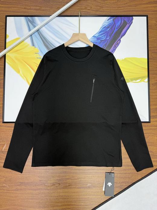 F032712胸前立体口袋运动休闲宽松男士三色圆领打底衫T恤 商品图6