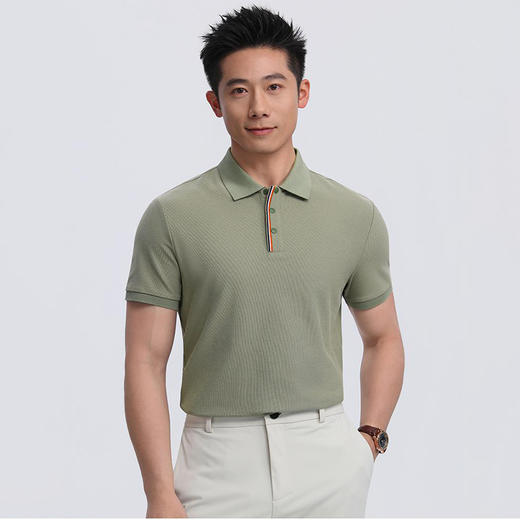 32支重磅珠地棉质翻领百搭短袖男女同款polo衫   HLS-GS82036# 商品图0