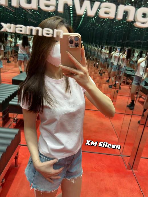 Aw* 26SS春夏新款 字母印花满水晶烫钻修身短袖圆领T恤（MM） 商品图7