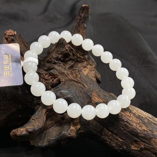 【快抱】【于田产和田玉95料羊脂白8mm圆珠手串 】出证书，发货1~5天，48小时鉴赏期 商品图0
