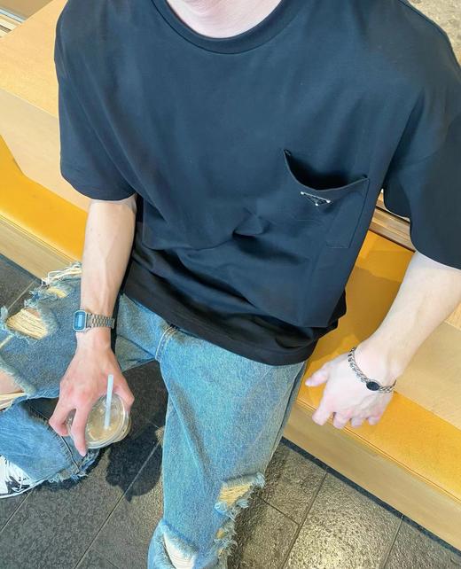 F032737夏季新款双纱精梳棉口袋三角钢标标识圆领短袖T恤 商品图14