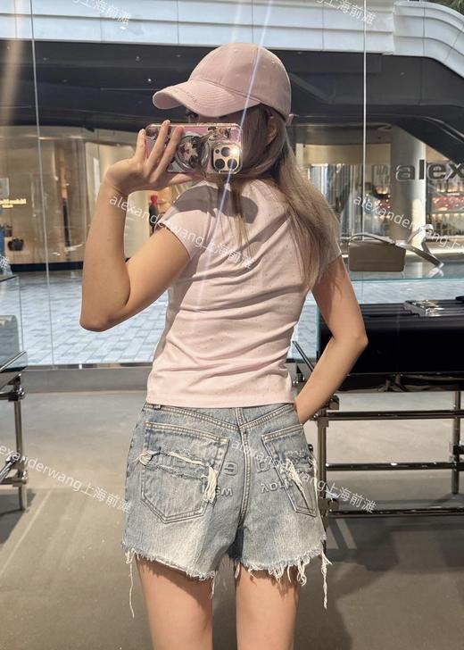 Aw* 26SS春夏新款 字母印花满水晶烫钻修身短袖圆领T恤（MM） 商品图6