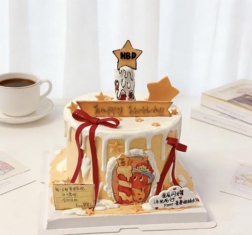 星星人蜡烛蝴蝶结卡通蛋糕-低糖处理无添加 商品图2