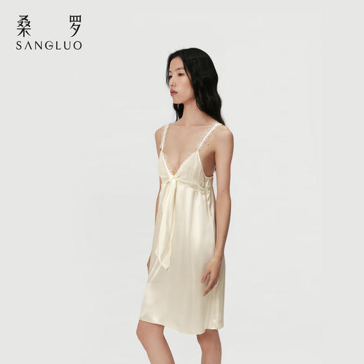 蕾丝回潮』桑罗法式真丝吊带短裙100%桑蚕丝女睡裙可外穿2026新款 商品图1
