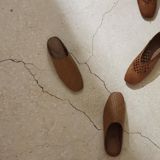 Le' Murmure 原创设计师时髦手工牛皮编织包头拖鞋女户外春夏新款 商品图1