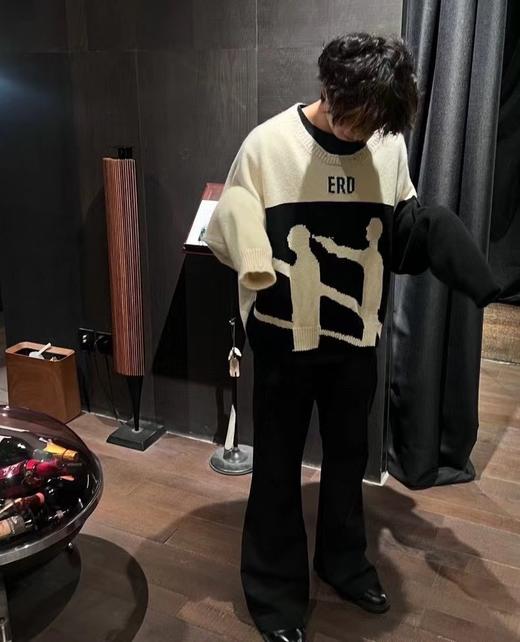 F032719时尚偏短款宽松修身高街手工破坏羊绒情侣款毛衣 商品图7