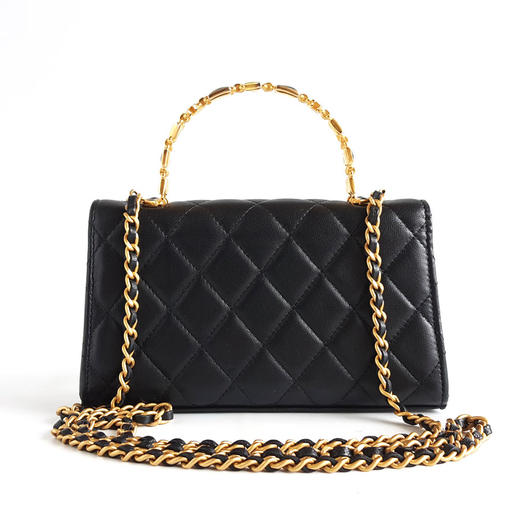 【95新】CHANEL香奈儿AP2946B0884294305 22B黑金羊皮珐琅手柄款单肩斜挎手提包女士230326AK25 商品图4