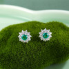 子佩集【花开传情】银S925耳钉【EM3123-XF】时尚培育宝石祖母绿太阳花2602 商品缩略图0