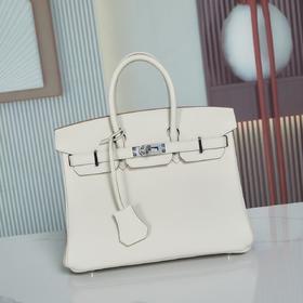 【纯手缝定制不退换】爱马仕 Birkin 25奶昔白 金/银扣 togo皮（MM）