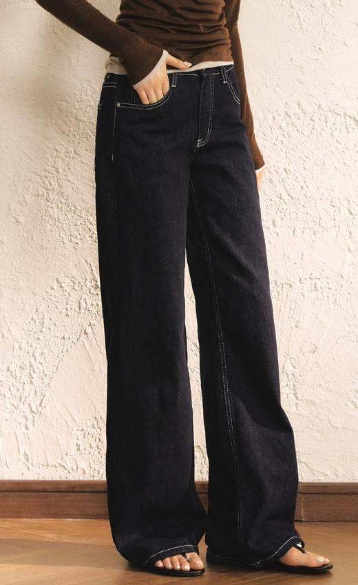 超正丹宁原色抗皱免熨原色微喇直筒牛仔裤 商品图7