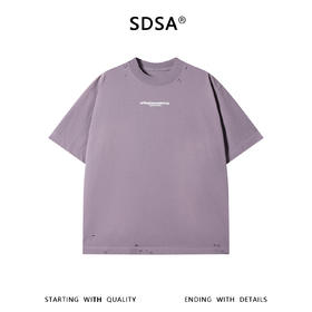 SDSA男装2026新款高贵轻奢美式割破印花字母圆领短袖T恤百搭时尚