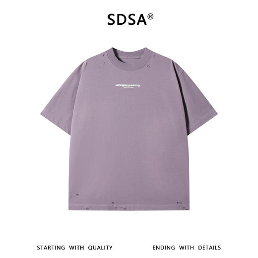 SDSA男装2026新款高贵轻奢美式割破印花字母圆领短袖T恤百搭时尚 商品图0