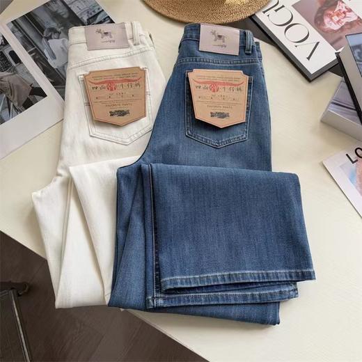 F0327117弹力窄版直筒牛仔裤女2026新款春季宽松阔腿裤 商品图1