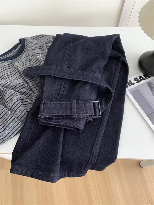 F0327118气质带腰带牛仔弯刀裤女遮胯显瘦梨形裤镰刀裤拖地裤 商品图3