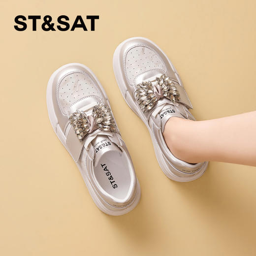 星期六26春新款闪闪钻饰厚底百搭休闲鞋SSE1112CW9 商品图6