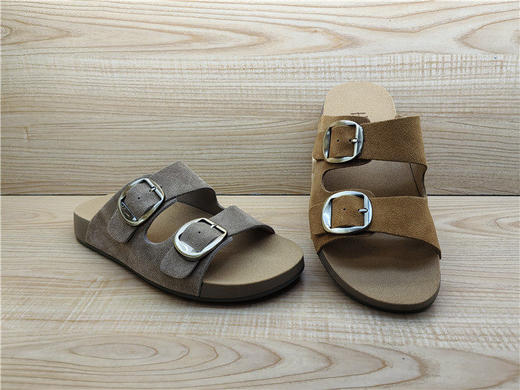 2025豪行夏款专柜正品真皮鞋拖休闲舒适低跟露趾女凉鞋25221287 商品图3