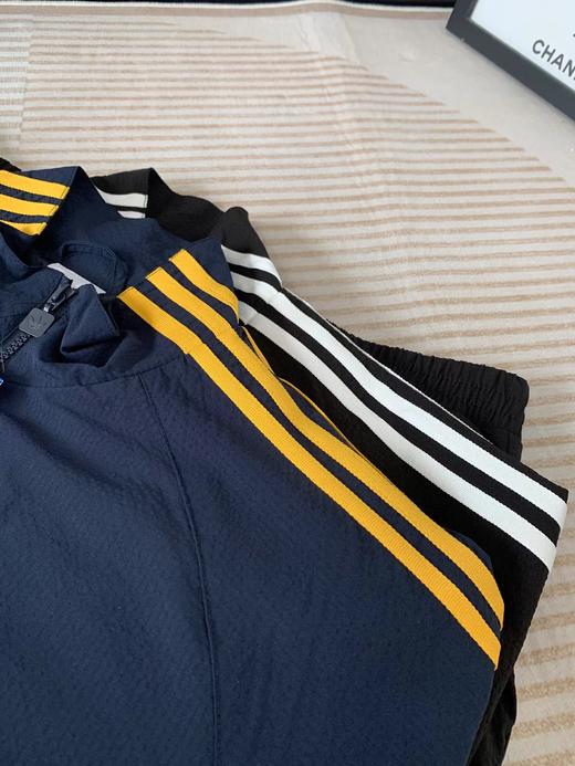 F032786复古运动风日常通勤胸口刺绣Logo泡泡纱条纹外套 商品图2