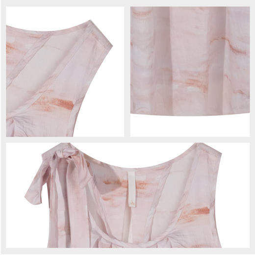 【7.5折限时特惠】（小版）【秀黛】女圆领印花杯垫背心裙轻盈薄单肩系带镂空女士夏季睡裙W2551110T【门店同款】 商品图4