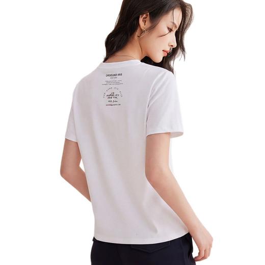 「自j」全新升级【铂金会员128/天猫169/差价41】(13620)洛诗琳后背字母印花T恤女2026春夏时尚休闲百搭圆领短袖上衣 商品图4