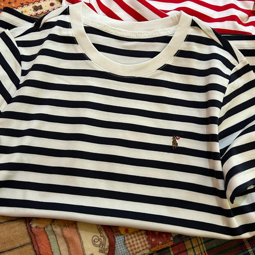 自留！面料控必入！polo* 纯元，经典 小马标 刺绣，合身显瘦正肩款 凉感棉  纯棉 条纹 短袖～ 商品图2