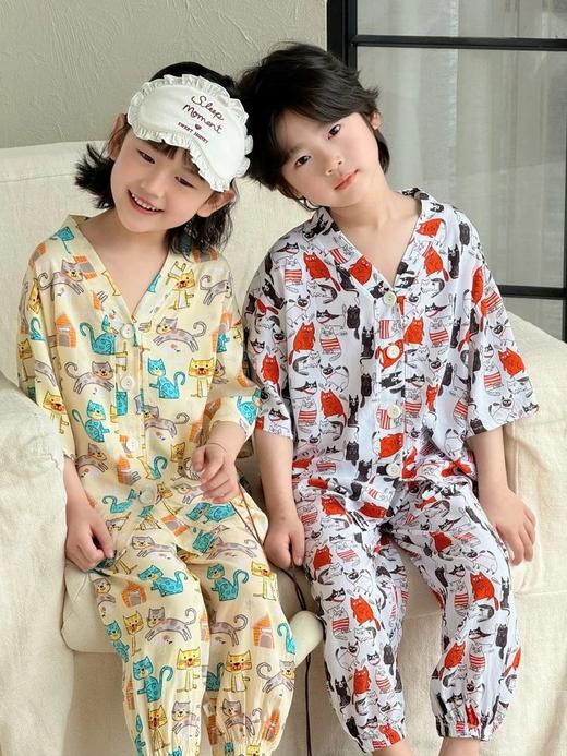 【秒杀】新增成人款❗️喜林贝尔儿童棉绸睡衣来咯❗️莱赛尔➕棉绸❗️舒服到爆❗️【莱纱绸-涂鸦家居服】丝滑软糯真心舒服哦❗️夏日的小救星 商品图1