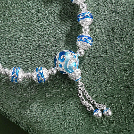 子佩集【云福双至】银S990手串手链【QFSL025】原创作品花丝珐琅彩祥云2602 商品图3