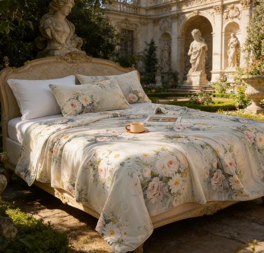 山下久奈法式花韵高端凉感丝夏被，母婴级安全、凉感丝面料、法式水彩花卉印花，一件不留的出口标准。 商品图9