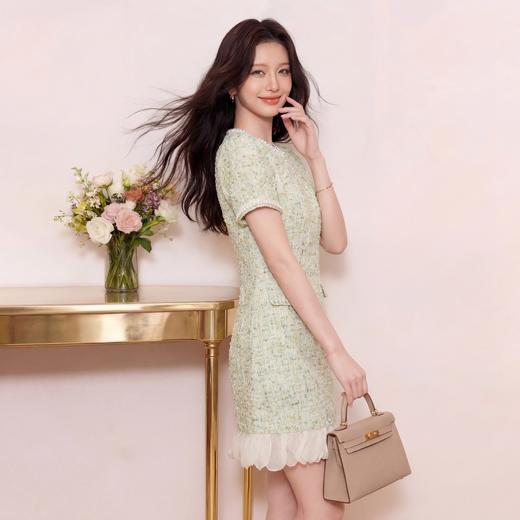 奢姿大码女装2026夏季胖妹妹时尚粗花呢圆领连衣裙气质小香风长裙9962894555 商品图3