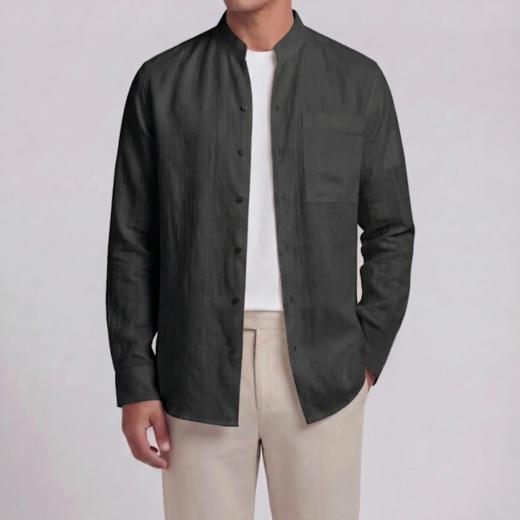 春季新款男士亚麻立领休闲外套 商品图3