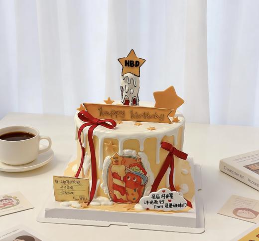 星星人蜡烛蝴蝶结卡通蛋糕-低糖处理无添加 商品图1