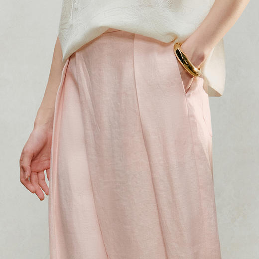 【林栖设计小店】漫芳华|手钉贝壳牌肉粉色压褶宽松2026夏新款萝卜裤子1962105 商品图2