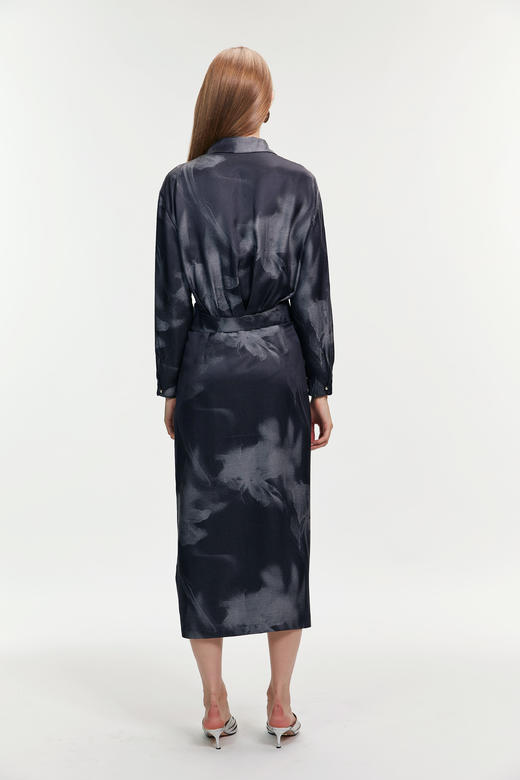 SAFICOO 优雅女人 微宽松收腰缎面衬衫裙 商品图4