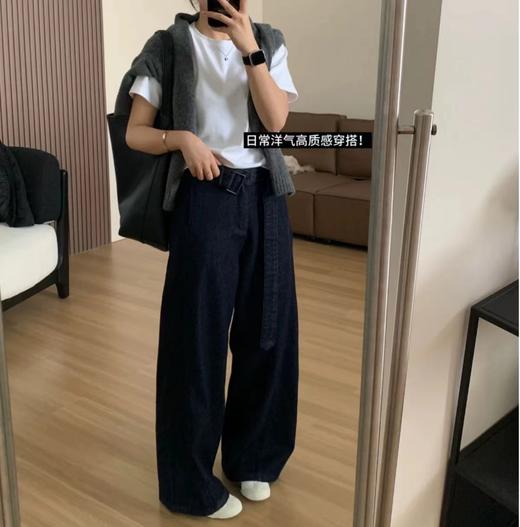 F0327118气质带腰带牛仔弯刀裤女遮胯显瘦梨形裤镰刀裤拖地裤 商品图6