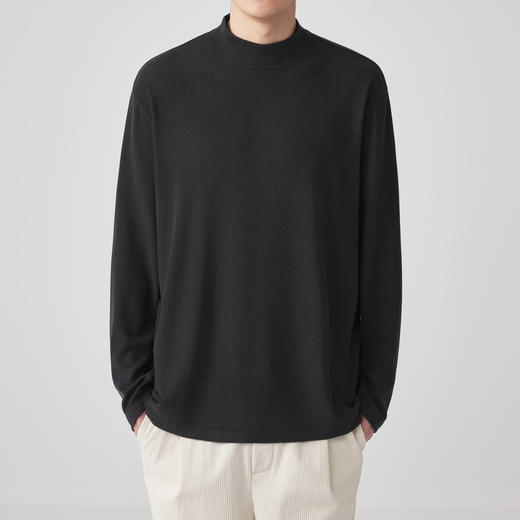 墨麦客 重磅双面澳绒男士长袖T恤秋冬季新款红外升温半高领打底衫 商品图1