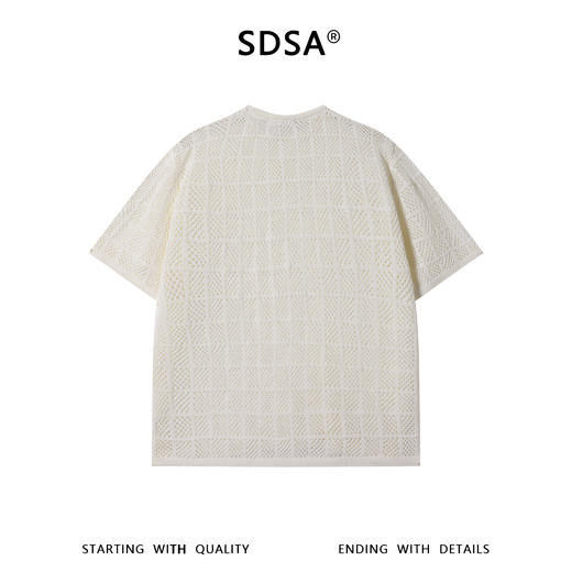 SDSA男装2026新款高贵轻奢潮牌镂空格子圆领短袖T恤高街百搭上衣 商品图1