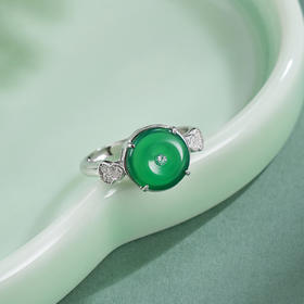 子佩集【福禄凝华】银S925戒指【JZ017477】绿玉髓平安扣葫芦2602