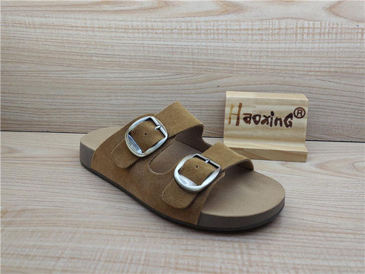 2025豪行夏款专柜正品真皮鞋拖休闲舒适低跟露趾女凉鞋25221287 商品图1