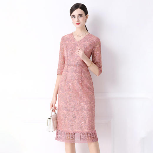 「高货deo」全新升级【铂金会员441/天猫599/差价158】(20457)洛诗琳气质轻奢蕾丝连衣裙2026新款优雅风通勤显瘦收腰裙 商品图3